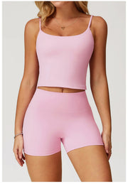 Spaghetti Strap Tank & Scrunch Butt Shorts & Leggings Set